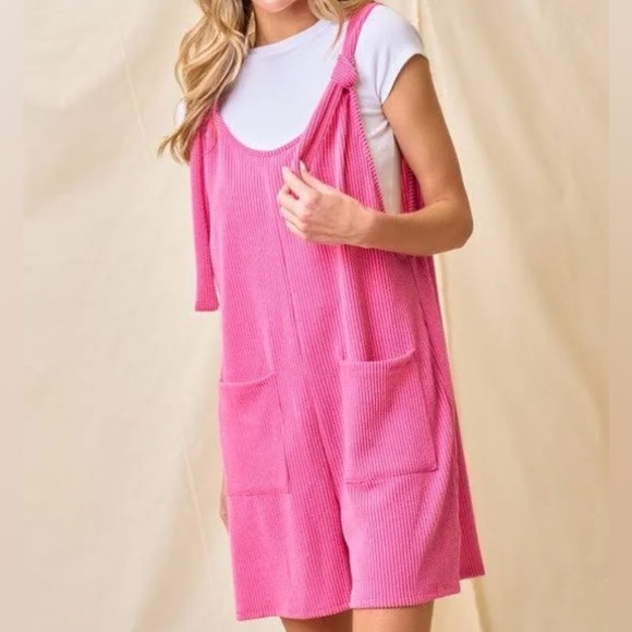 Lovely Melody Tops - Lovely Melody Pink Tie Front Sleeveless Tank Top